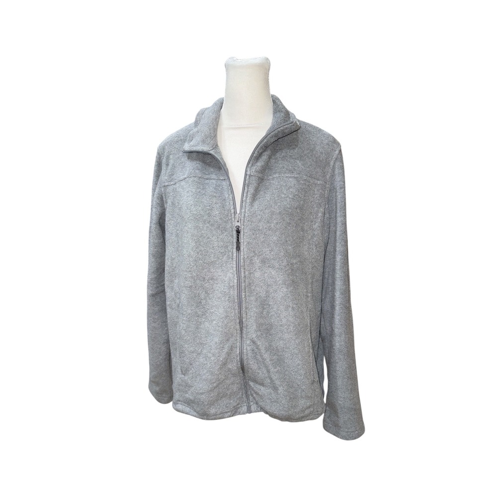 Natural Reflections Womens Gray Full Zip Fleece Jacket Mock Neck Size Medium